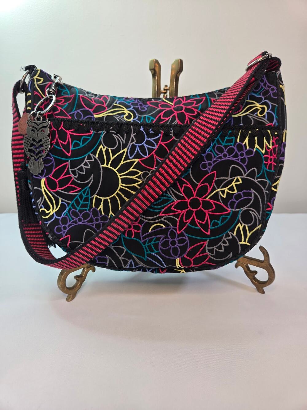 Sakroots Flower Crossbody Bag with Owl Charm